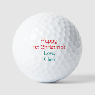 gelukkig 1e kerstfeest rood groen liefde naam eenv golfballen
