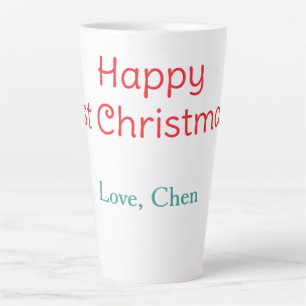 gelukkig 1e kerstfeest rood groen liefde naam eenv latte mok