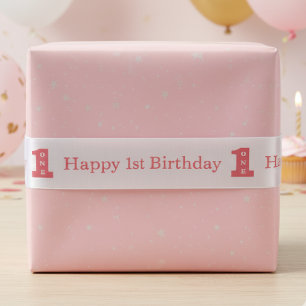Gelukkig 1e verjaardagsfeest meisjes roze één lint