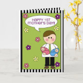 gelukkig 1st moederdag (tweelingen) kaart (Gele Bloem)