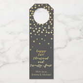 Gelukkig 2024 - Gouden Script & Gouden Sparkles Flessenhanger (Voorkant)