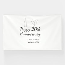 Gelukkig 20-jarig jubileum champagnefles glazen na