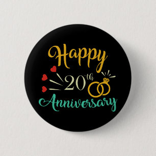 Gelukkig 20e Jubileum Matching Koppels 20e Anniv Ronde Button 5,7 Cm