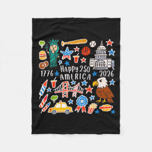 Gelukkig 250-jarig Amerika jubileum 4 juli Fleece Deken
