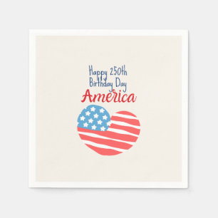 Gelukkig 250e verjaardag Amerika, Vlag Hart 1776-2 Servet