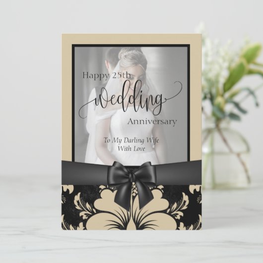 Gelukkig 25-jarig huwelijksjubileum traditionele f kaart (Staand voorkant)