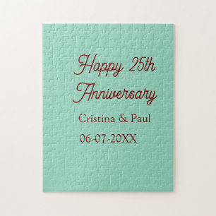 Gelukkig 25-jarig jubileum groen mauve pastel boho legpuzzel