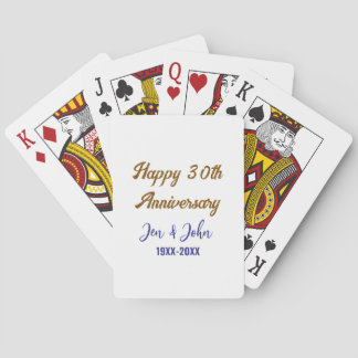 Gelukkig 30-jarig huwelijksjubileum koningsblauw g pokerkaarten
