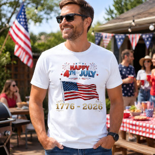 Gelukkig 4 juli 1776–2026 Vuurwerk T-shirt