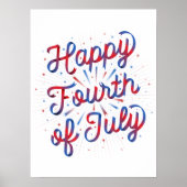 Gelukkig 4 juli (18x24) Rood/Blauw verloop Poster (Voorkant)