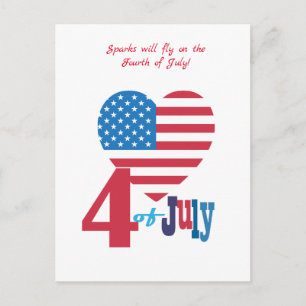 Gelukkig 4 juli Amerika Vlag Patriottisch Hart Briefkaart