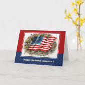 Gelukkig 4 juli.  Amerikaanse vlag Kaart (Gele Bloem)