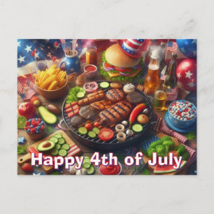 Gelukkig 4 juli BBQ ansichtkaart Briefkaart