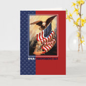 Gelukkig 4 juli. Eagle en Amerikaanse vlag Kaart (Gele Bloem)