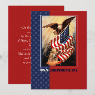 Gelukkig 4 juli.  Eagle en USA Flag Kaart