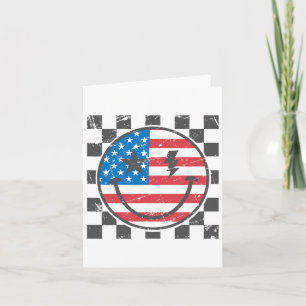 Gelukkig 4 juli Groovy Smile Face Rood Wit Blauw Kaart