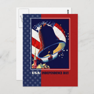 Gelukkig 4 juli. Liberty Bell Patriottisch Briefkaart