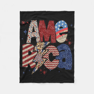 Gelukkig 4 juli Luipaard Usa Amerikaanse Vlag Patr Fleece Deken