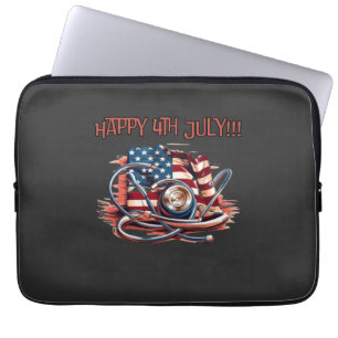 Gelukkig 4 juli, medisch, stethoscoop laptop sleeve
