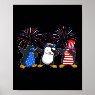 Gelukkig 4 juli - Patriotische Dieren - Pinguïn Poster