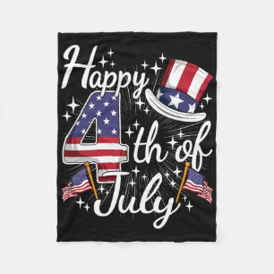 Gelukkig 4 juli Patriottische Amerikaanse Vlag VS Fleece Deken