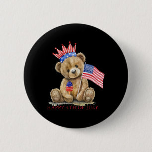 Gelukkig 4 juli Patriottische Cute Beer Vrouwen Me Ronde Button 5,7 Cm