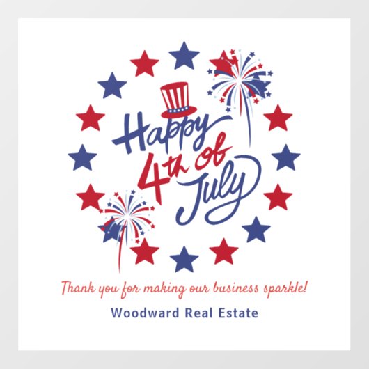 Gelukkig 4 juli Patriottische Vastgoed Kantoor Raamsticker (Vel)