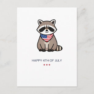 Gelukkig 4 juli Patriottische Wasbeer Kunst Briefkaart