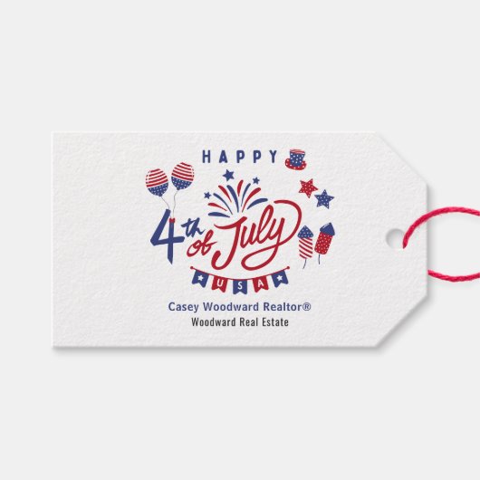 Gelukkig 4 juli | Realtor Pop op prijs Cadeaulabel (Voorkant (Horizontaal))