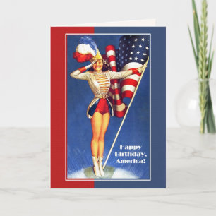 Gelukkig 4 juli. Retro Pin-up Kaart