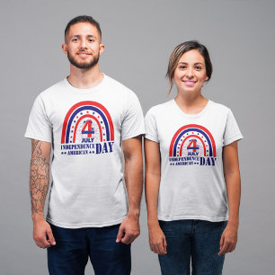 Gelukkig 4 juli rood wit en blauw boho ontwerp t-shirt