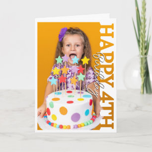 Gelukkig 4e verjaardagsfoto-collegekaart bedankkaart