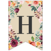 Gelukkig 50 jaar rustiek roze Herfst bloemig Jubil Vlaggetjes (Tweede vlag)