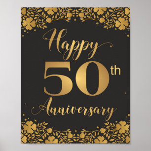 Gelukkig 50-jarig huwelijksjubileum Gouden Bruilof Poster