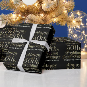 Gelukkig 50-jarig huwelijksjubileum typografie cadeaupapier