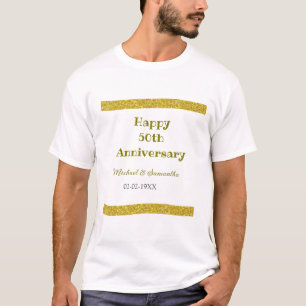 Gelukkig 50-jarig jubileum gouden glinsterende ran t-shirt