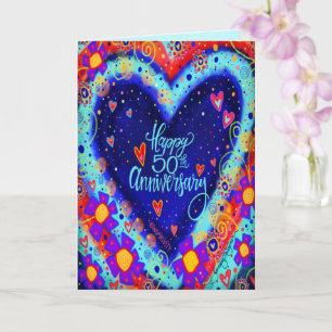 Gelukkig 50-jarig jubileum Pretty Heart Kaart