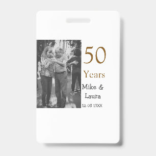 Gelukkig 50-jarig jubileum voeg naam koppel datum badge