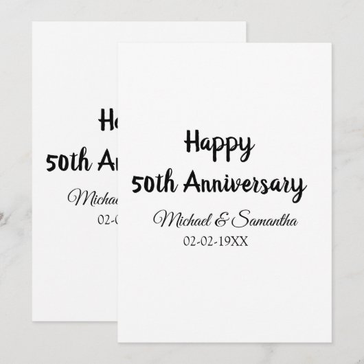 Gelukkig 50-jarig jubileum voeg naam koppel datum  kaart (Voorkant / Achterkant)