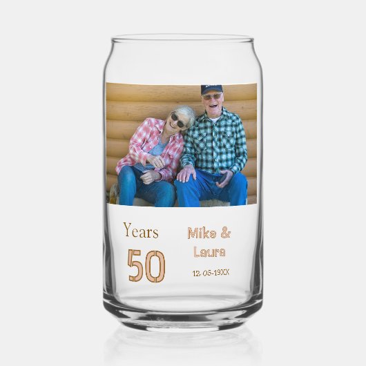 Gelukkig 50-jarig jubileum voeg naam paar datum hu blikvorm glas (Achterkant)