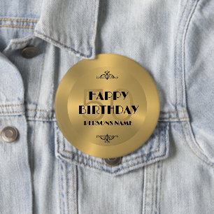 Gelukkig 50e verjaardag Gold tones achtergrond Ronde Button 4,0 Cm