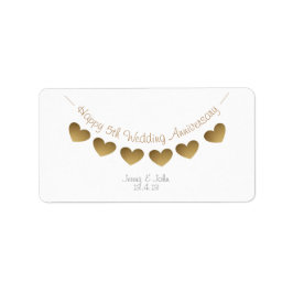 Gelukkig 5e Bruiloft Jubileum, houten hartetikette Etiket