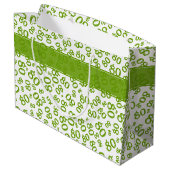 Gelukkig 80th Groen/Wit Willekeurig Nummerpatroon Groot Cadeauzakje (Achterkant Gekanteld)