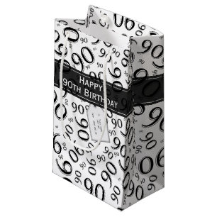 Gelukkig 90ste Willekeurig Nummerpatroon Zwart/Wit Klein Cadeauzakje