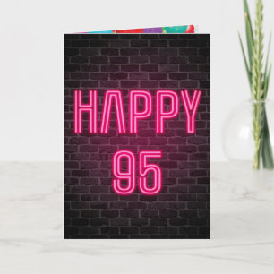 Gelukkig 95e verjaardag Neon lichtreclame op bakst Kaart