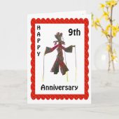 Gelukkig 9e jubileum kaart (Gele Bloem)