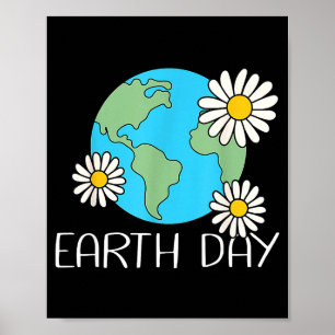 Gelukkig Aardedag Shirt Schattige Aarde Met Bloemr Poster