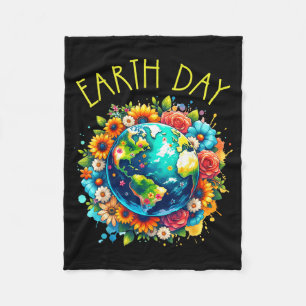 Gelukkig Aardedag T-shirt Schattige Aarde Met Bloe Fleece Deken