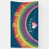 "Gelukkig Afstuderen!" Aangepaste regenboogbanner Spandoek (Verticaal)