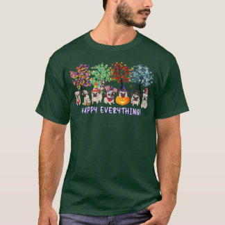 Gelukkig Alles pug hond Seizoenen Jaar Rond Boom l T-shirt